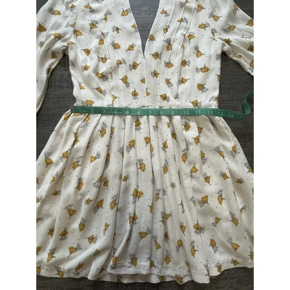 Free People Womens Tegan Long Bell Sleeve Floral Printed Boho Mini Dress Size 2 - Picture 11 of 13